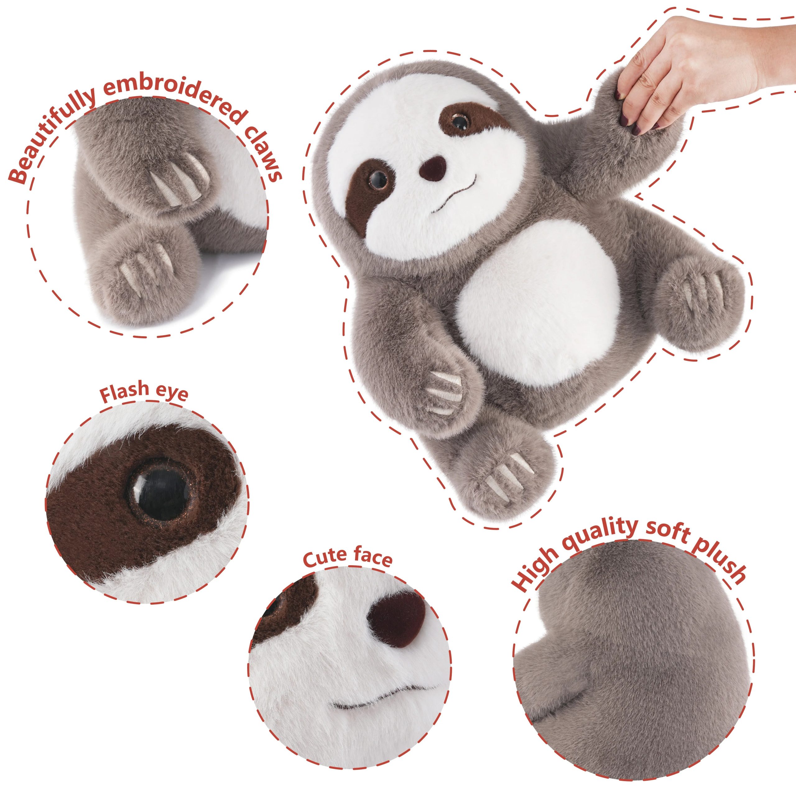 14" Weighted Sloth Stuffed Animal – 3.5lb Plush Toy for Kids & Adults, Anxiety Relief Gift - Image 4