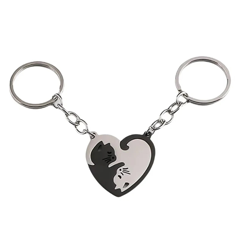 Black Cat Matching Couples Keychain – Stainless Steel Puzzle Keyring - Image 8