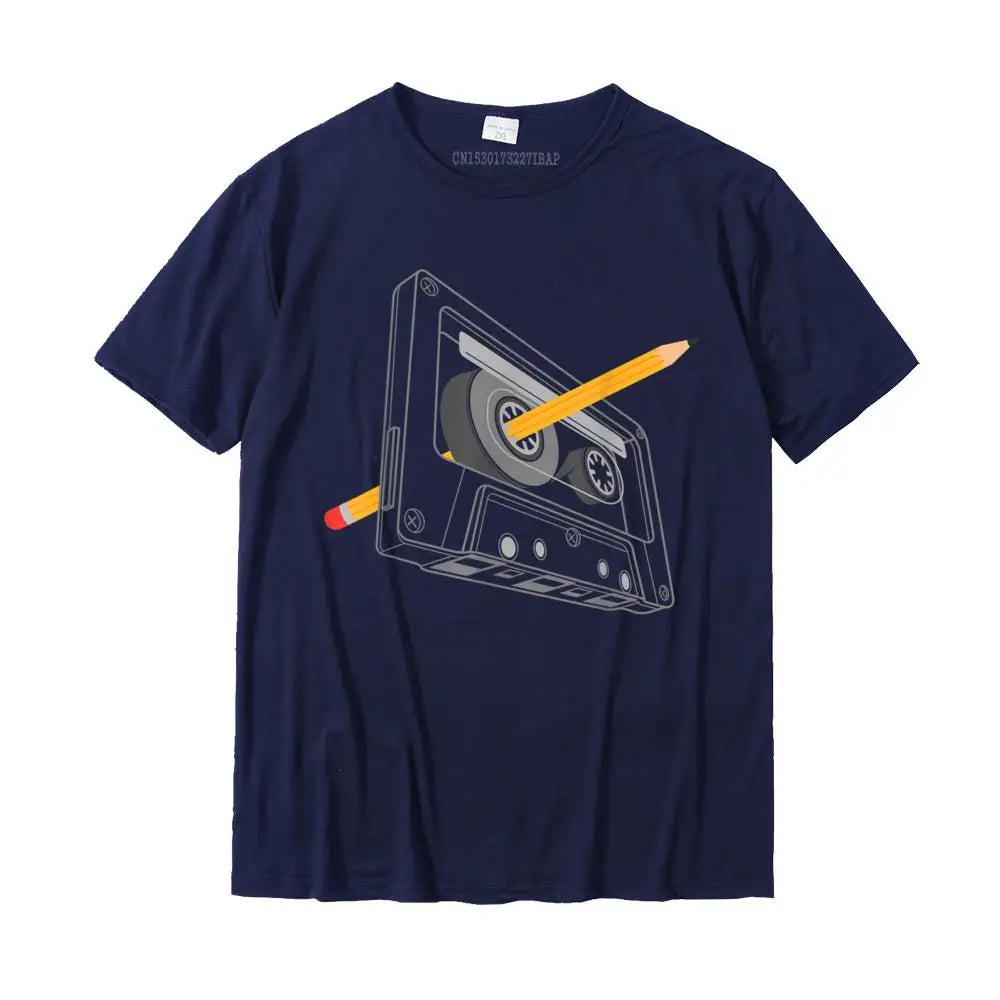 Vintage Rewind Cassette Pencil T-Shirt – Funny 80s 90s Retro Tee for Men & Women - Image 9