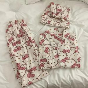 Sanrio Hello Kitty Pajama Set – Kawaii Anime Sleepwear for Girls (Long & Short Options)