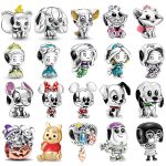 Disney 925 Sterling Silver Beads – Mickey, Stitch, Princess, Cinderella Charms for DIY Bracelets