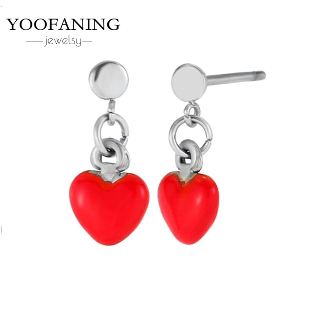 925 Sterling Silver Red Series Hoop Earrings – Red Zircon Love, Strawberry & Starfish Design - Image 40