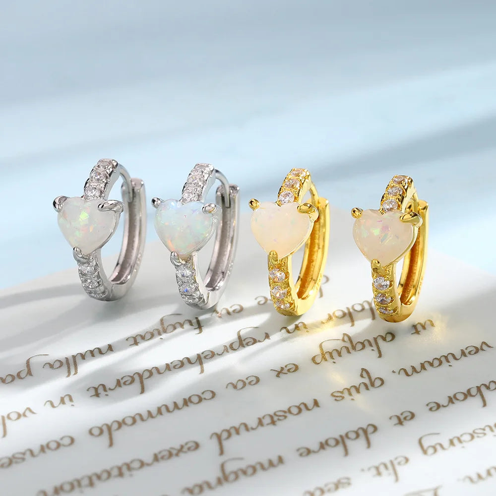 1pc Love Heart Ear Buckle – 2000s Aesthetic Y2K Opal & Zircon Hoop Earring - Image 4