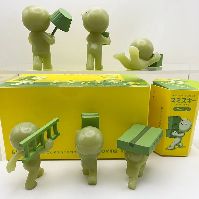 Hot Sonny Angel Smiski Moving Series – Mystery Noctilucent Green Doll Action Figures - Image 4