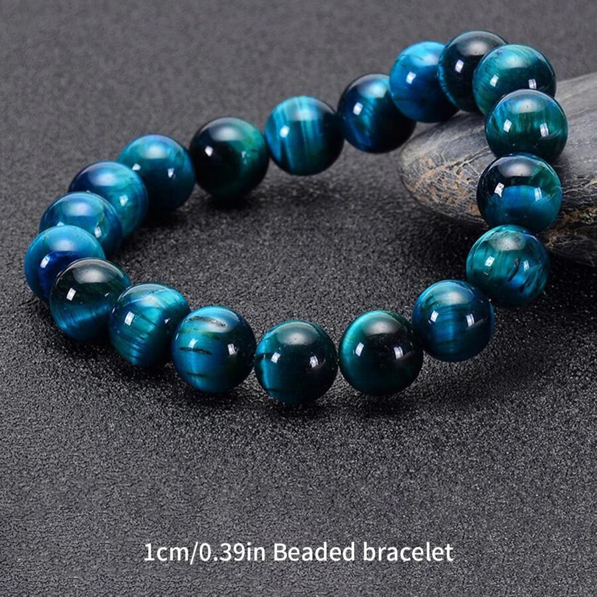 Minimalist Blue Tiger Eye Stone Beaded Bracelet - Image 6