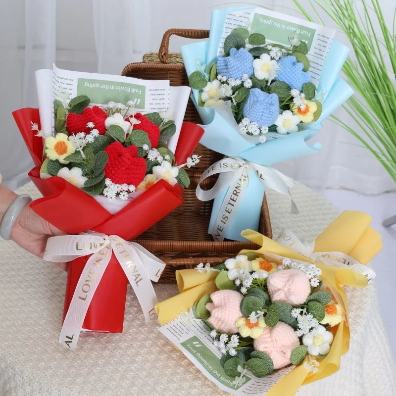 Finished Knitted Flowers – Sunflower Crochet Bouquet for Gifts & Decor - Image 2