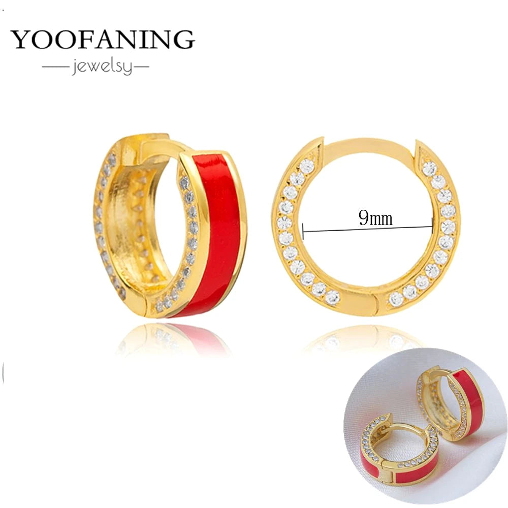 925 Sterling Silver Red Series Hoop Earrings – Red Zircon Love, Strawberry & Starfish Design - Image 55