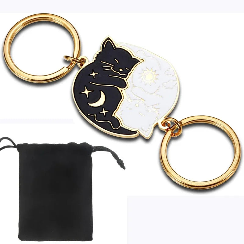 Stainless Steel Cartoon Cat Keychain – Matching Couple Key Rings for Valentine’s or Friendship Gifts - Image 5