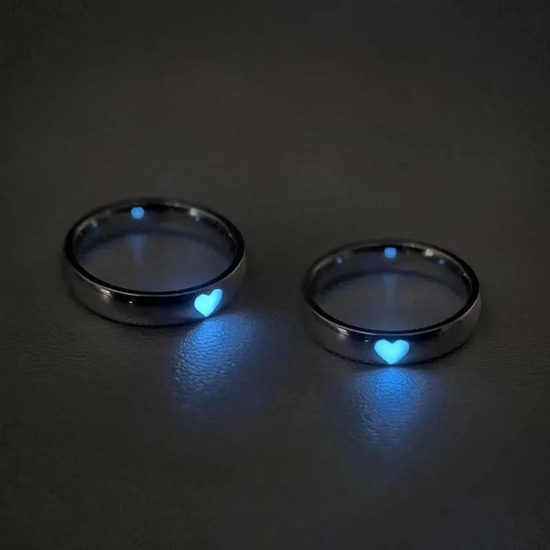 Fashion Blue Love Heart Luminous Ring - Image 5