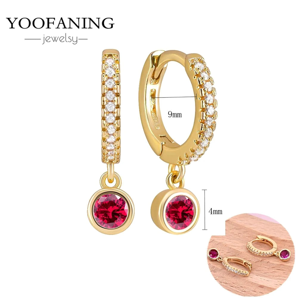 925 Sterling Silver Red Series Hoop Earrings – Red Zircon Love, Strawberry & Starfish Design - Image 46