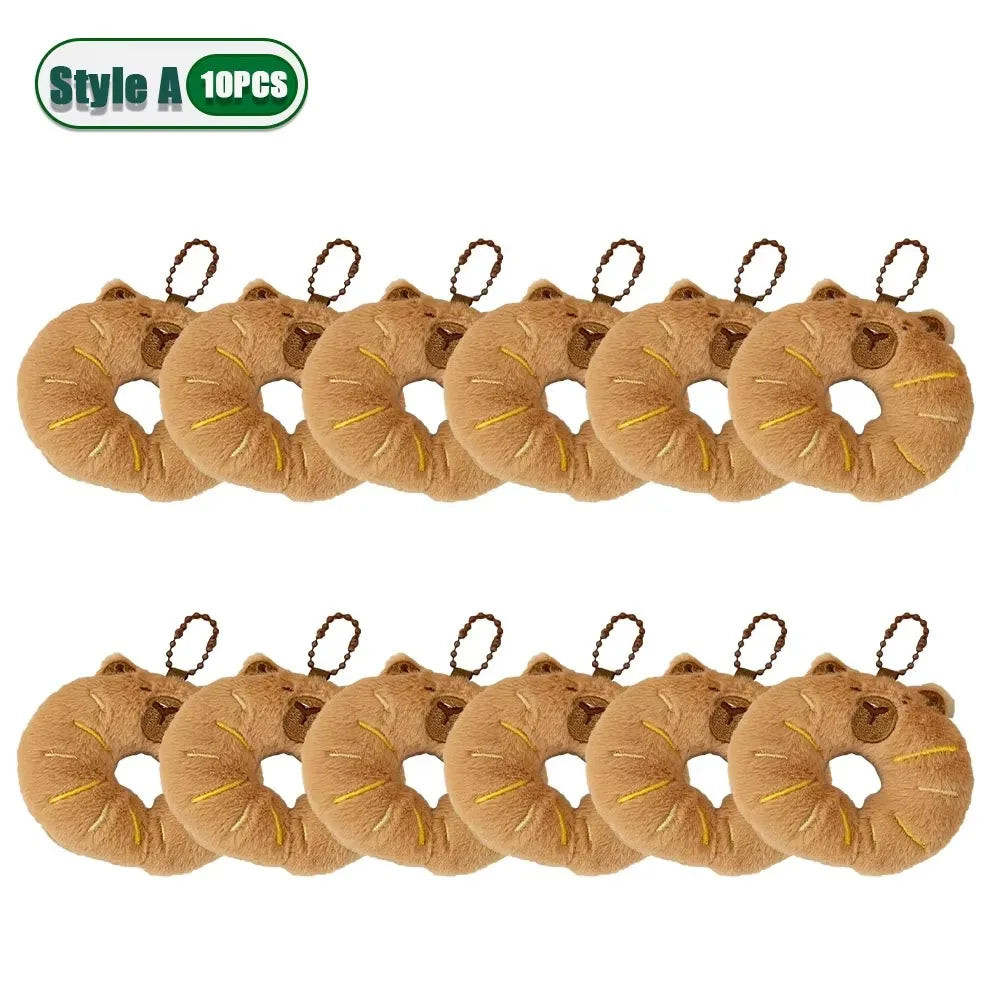 1–10PCS Gourmet Capybara Plush Pendant – Cute Cartoon Doll for Bags, Decor & Gifts - Image 7