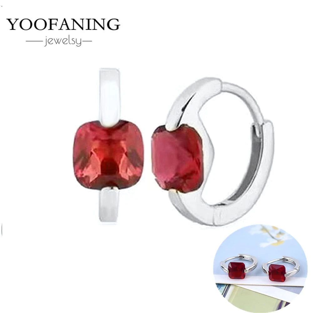 925 Sterling Silver Red Series Hoop Earrings – Red Zircon Love, Strawberry & Starfish Design - Image 7