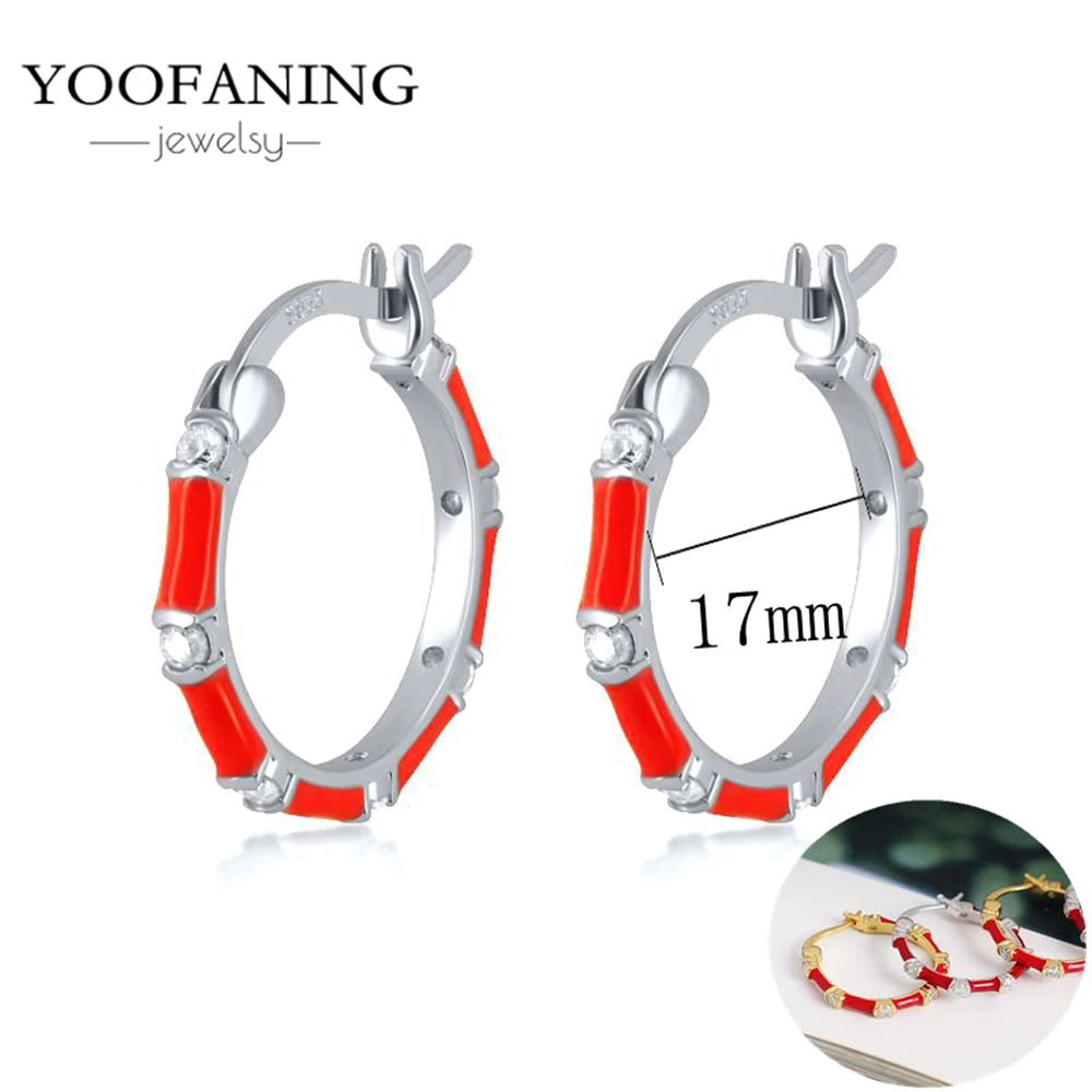 925 Sterling Silver Red Series Hoop Earrings – Red Zircon Love, Strawberry & Starfish Design - Image 13