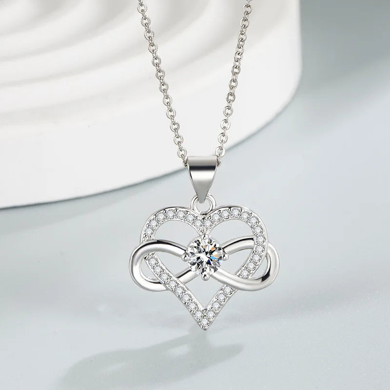 Luxury Infinity Love Heart Zircon Pendant Necklace – Romantic Gift for Her (2025 New) - Image 3