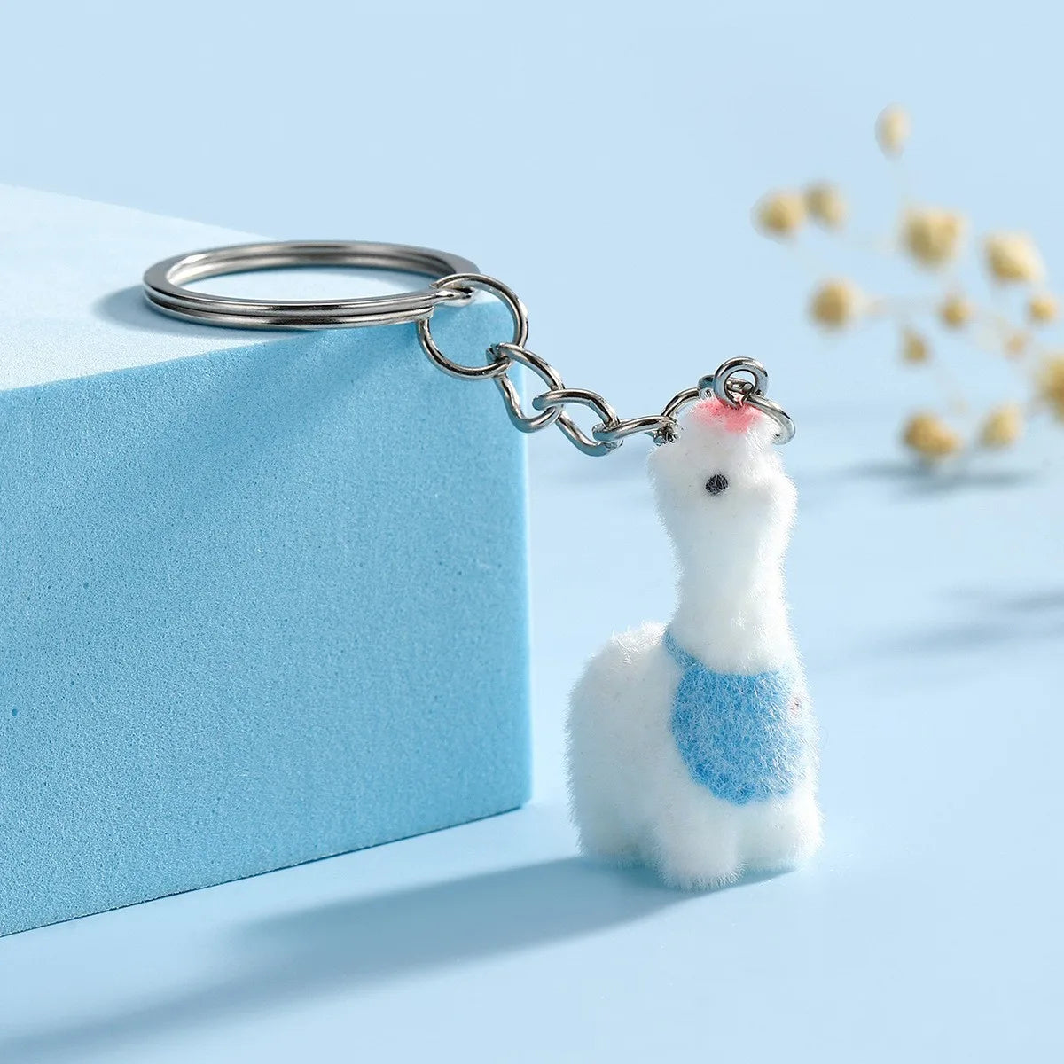 Cute Fuzzy Alpaca Charms Keychains – 3D Flocking Cartoon Animal Pendant for Bags & Gifts - Image 6