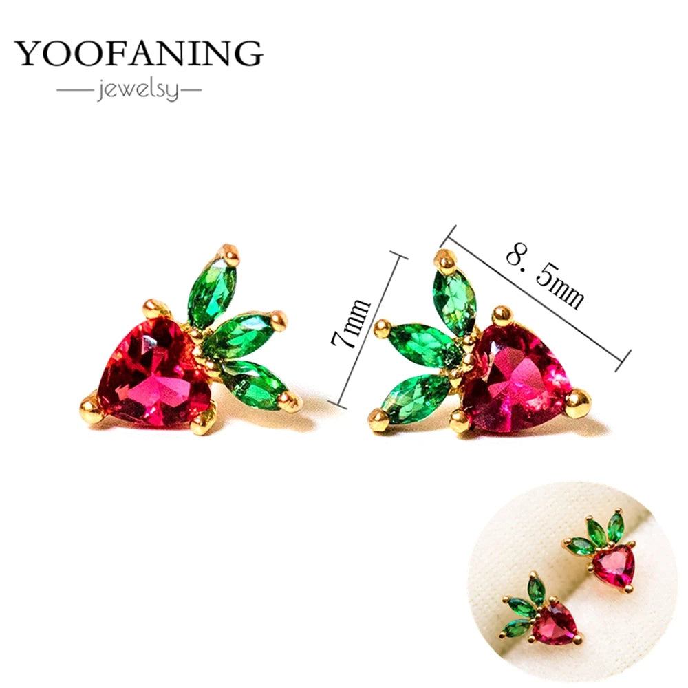 925 Sterling Silver Red Series Hoop Earrings – Red Zircon Love, Strawberry & Starfish Design - Image 37