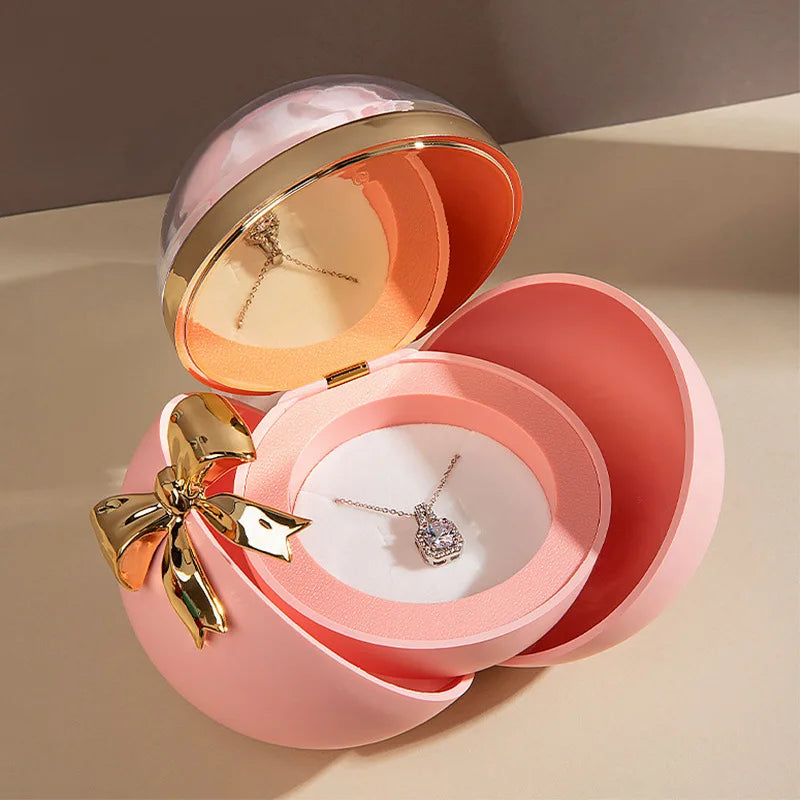 Round Bow Preserved Eternal Rose Gift Box – Jewelry Storage with Necklace or Ring Pendant for Valentine’s Day & Proposals - Image 4