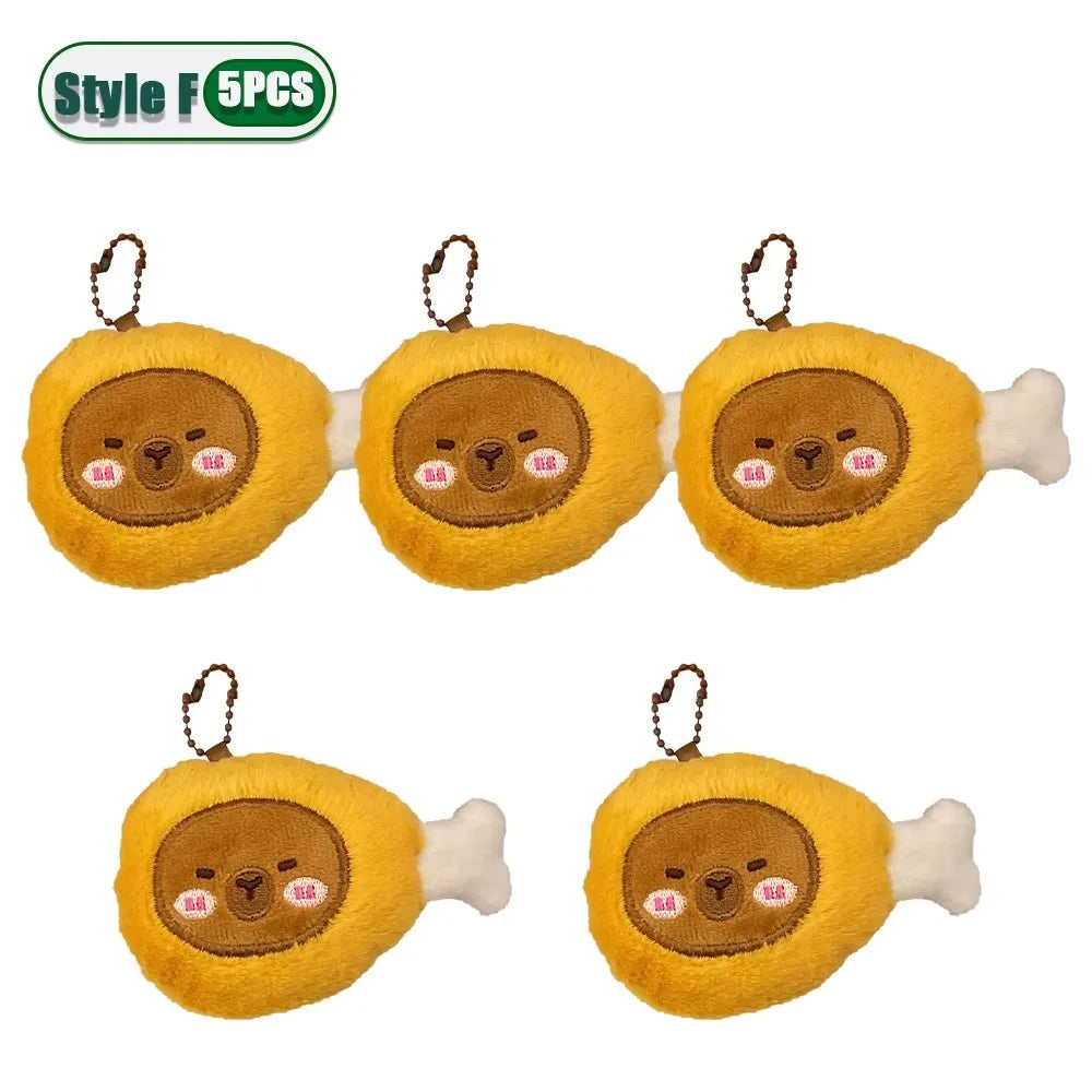 1–10PCS Gourmet Capybara Plush Pendant – Cute Cartoon Doll for Bags, Decor & Gifts - Image 15