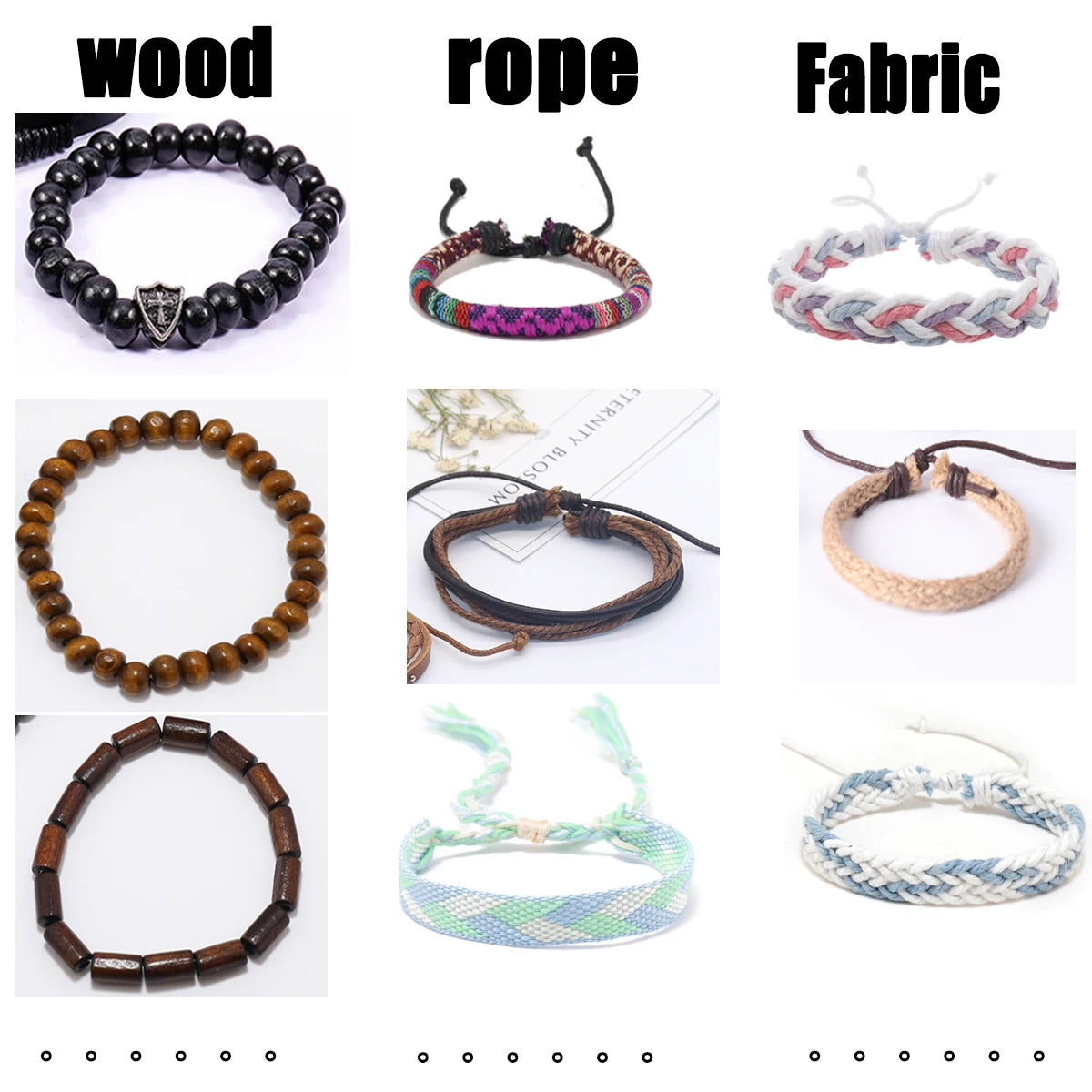 Random Style Webbing, Rope & Leather Bracelets - Image 4