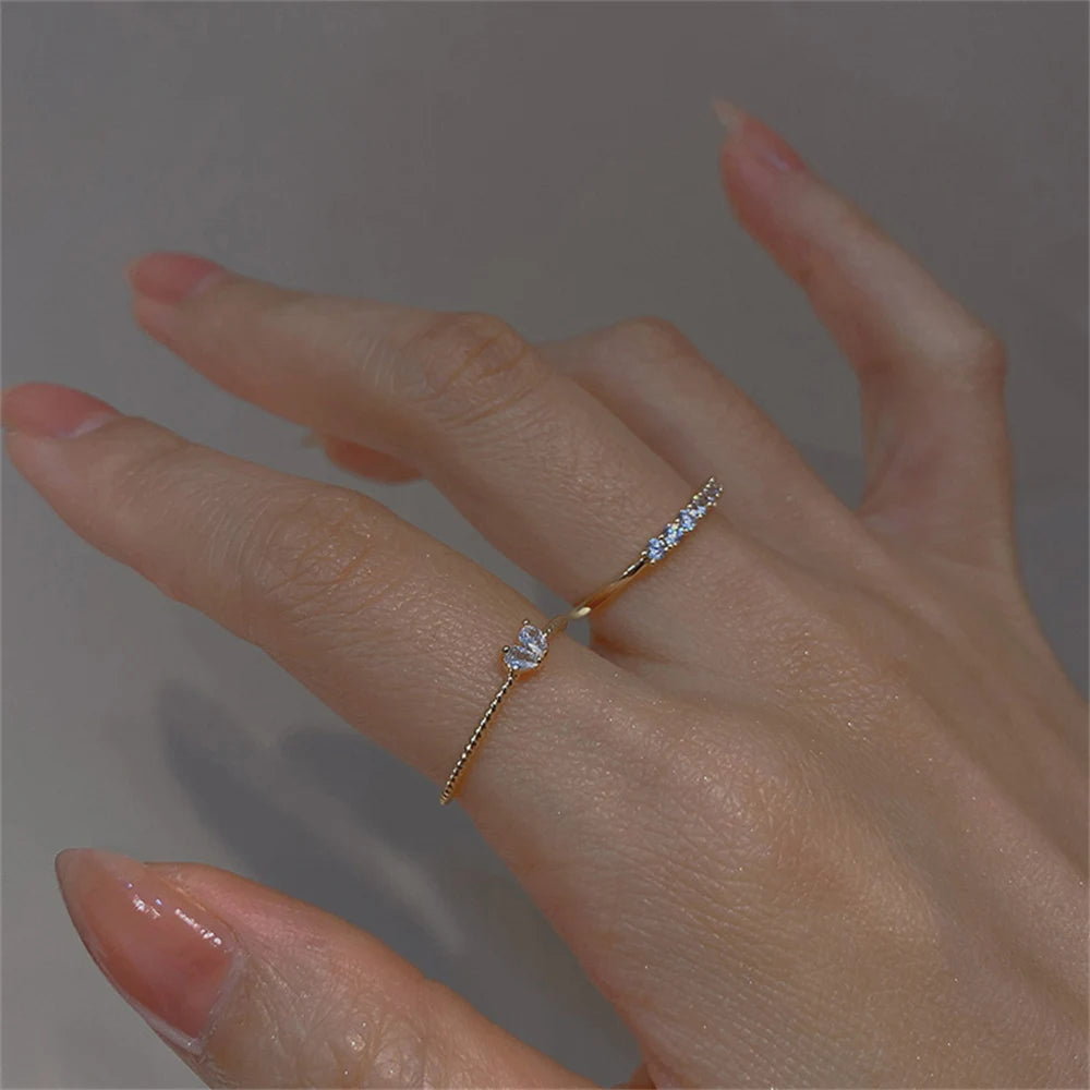 Aesthetic Elegant Dainty Crystal Heart Rings - Image 5