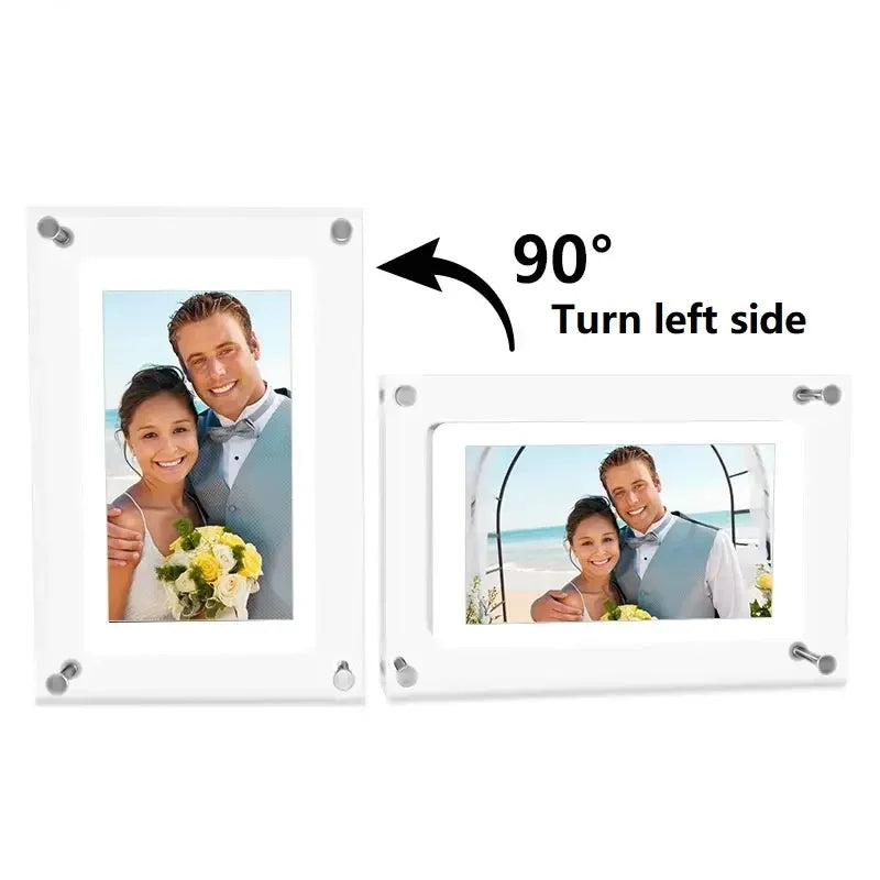 Acrylic Digital Photo Frame – 5/7 Inch IPS Display with Auto-Rotation, 4GB Memory & 1000mAh Battery - Image 3
