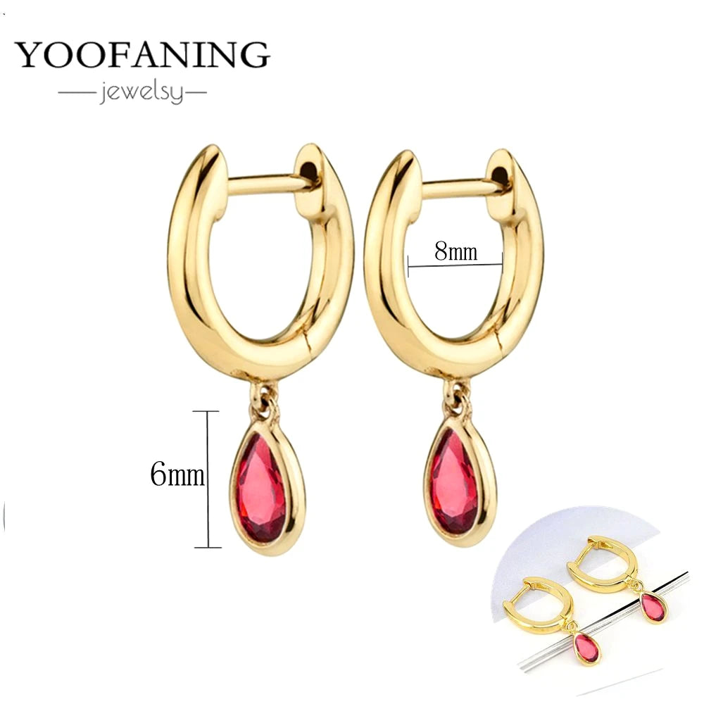 925 Sterling Silver Red Series Hoop Earrings – Red Zircon Love, Strawberry & Starfish Design - Image 53