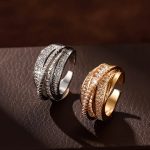 High-Quality Copper Inlaid Zircon Multi-layer Star Opening Ring