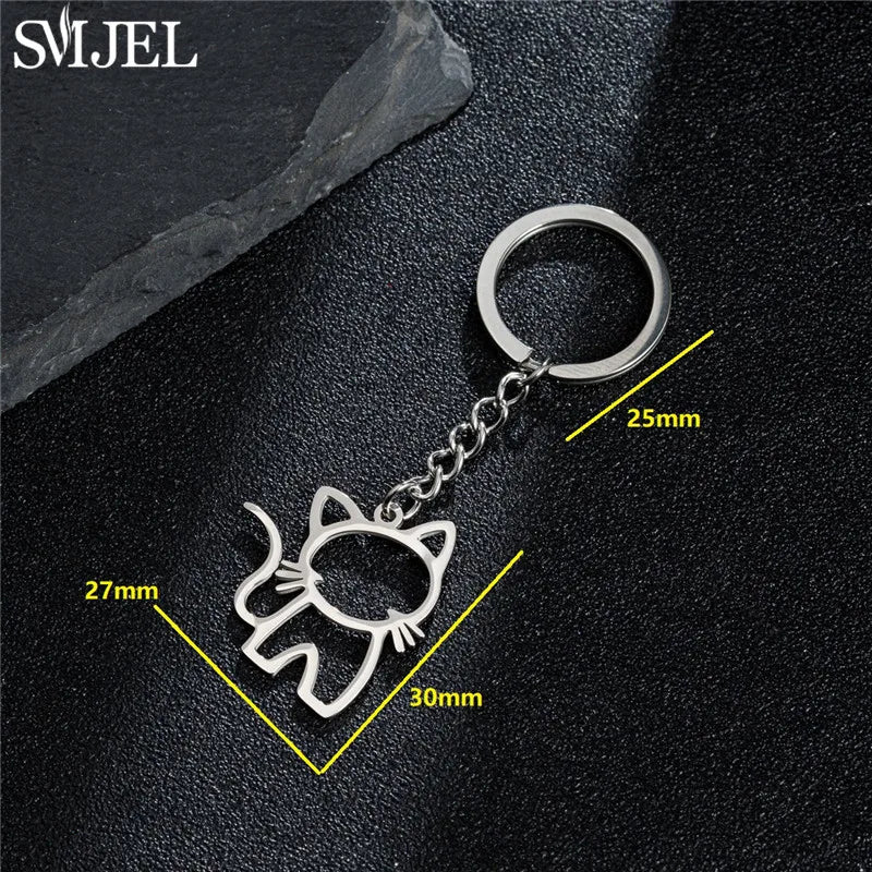 Cartoon Kitten Keychain – Cute Happy Cat Pendant for Bags, Keys & DIY Gifts - Image 5