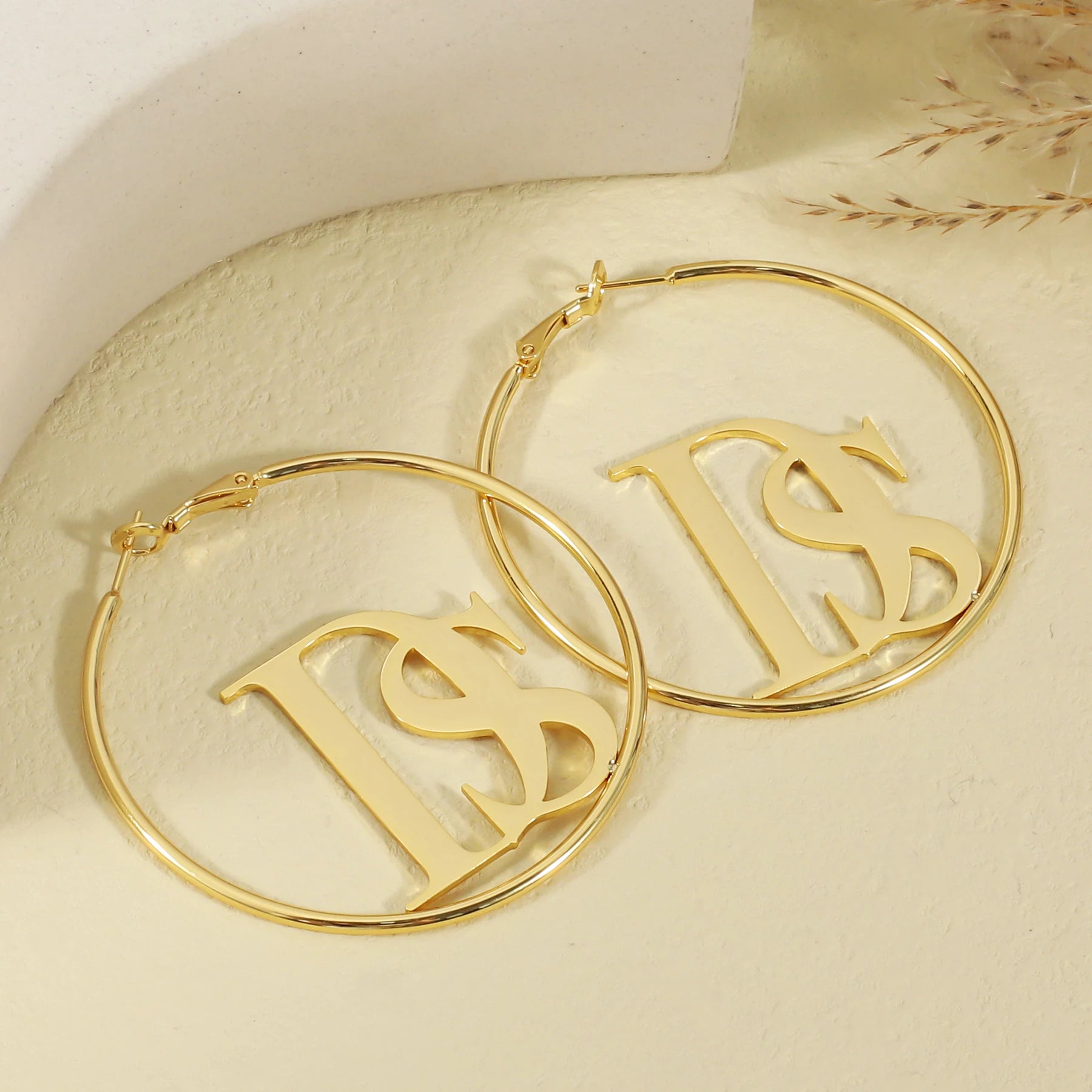 Custom Letter Earrings – Personalized Name Hoop Earrings for Women - Image 2