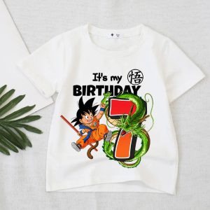 Dragon Ball Boys Birthday T-Shirt – Goku Anime Print with Number Design for Kids