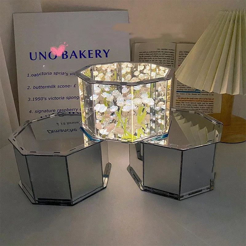 DIY Tulip Mirror Cube Lamp – 3D LED Nightlight Craft Kit & Handmade Gift - Image 3