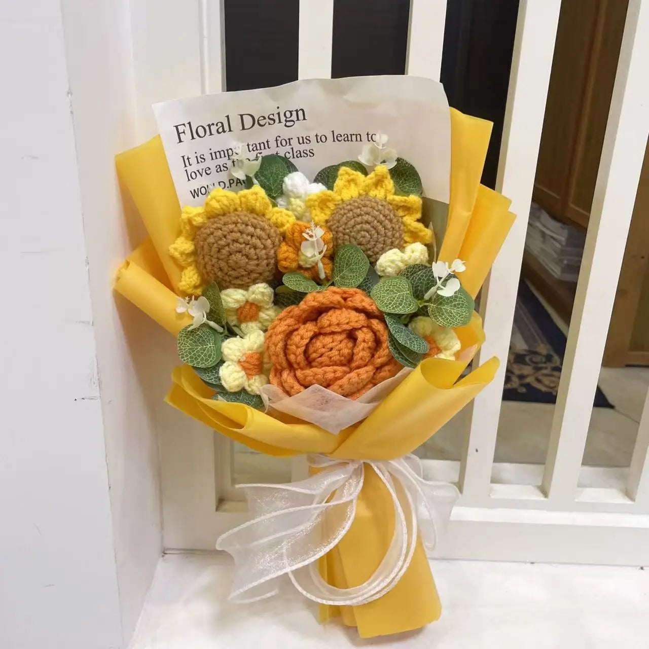 Finished Knitted Flowers – Sunflower Crochet Bouquet for Gifts & Decor - Image 20