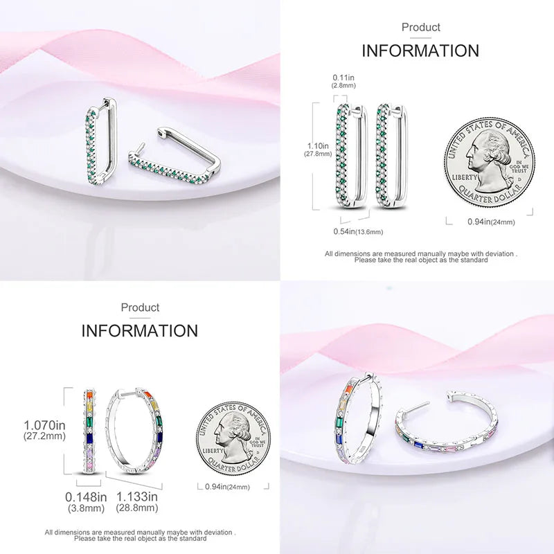 Original 925 Sterling Silver Colorful Hoop Earrings – Gold & Rose Gold for Women - Image 4