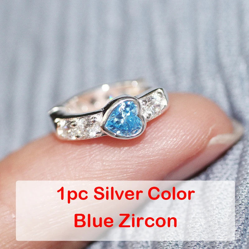 1pc Love Heart Ear Buckle – 2000s Aesthetic Y2K Opal & Zircon Hoop Earring - Image 9