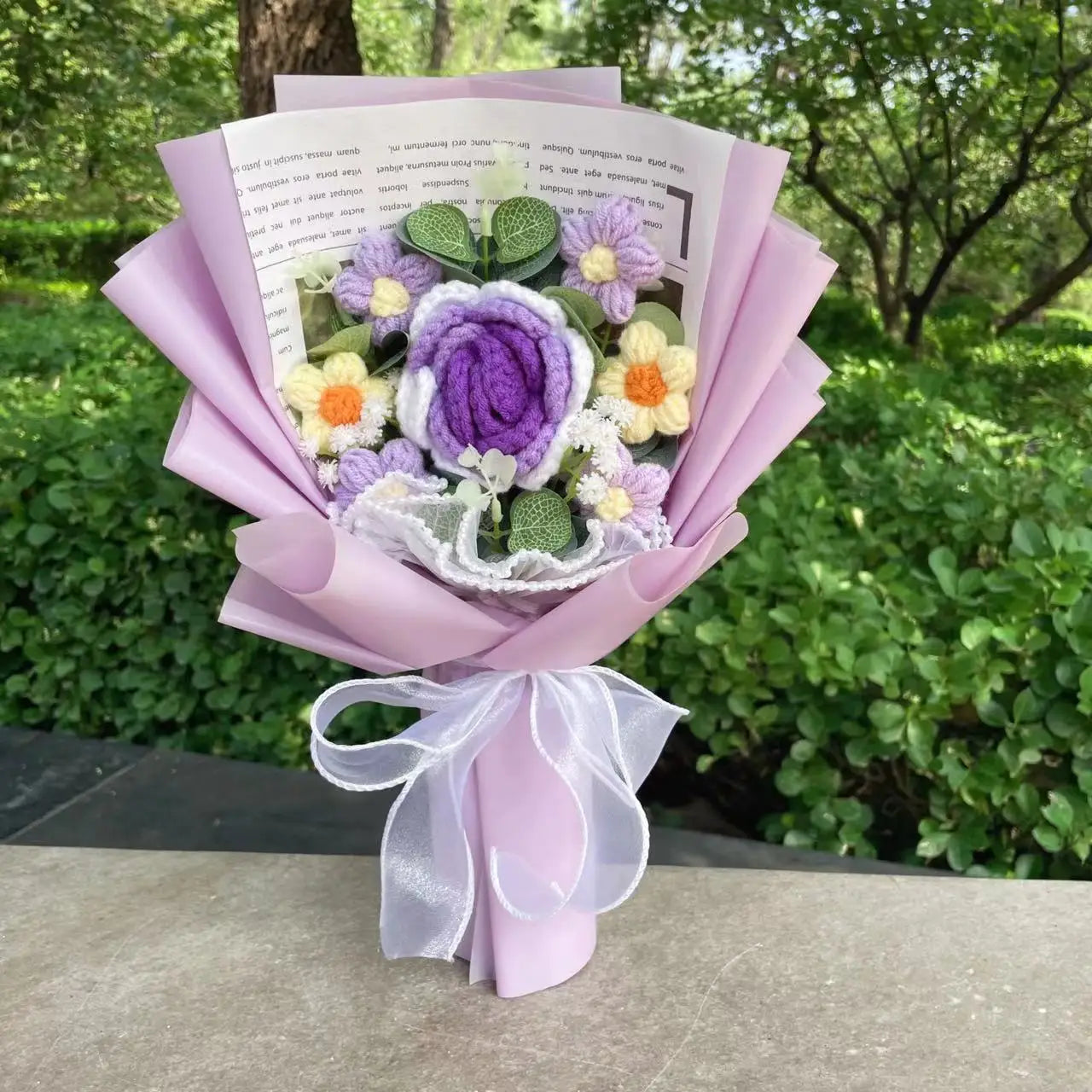 Finished Knitted Flowers – Sunflower Crochet Bouquet for Gifts & Decor - Image 17