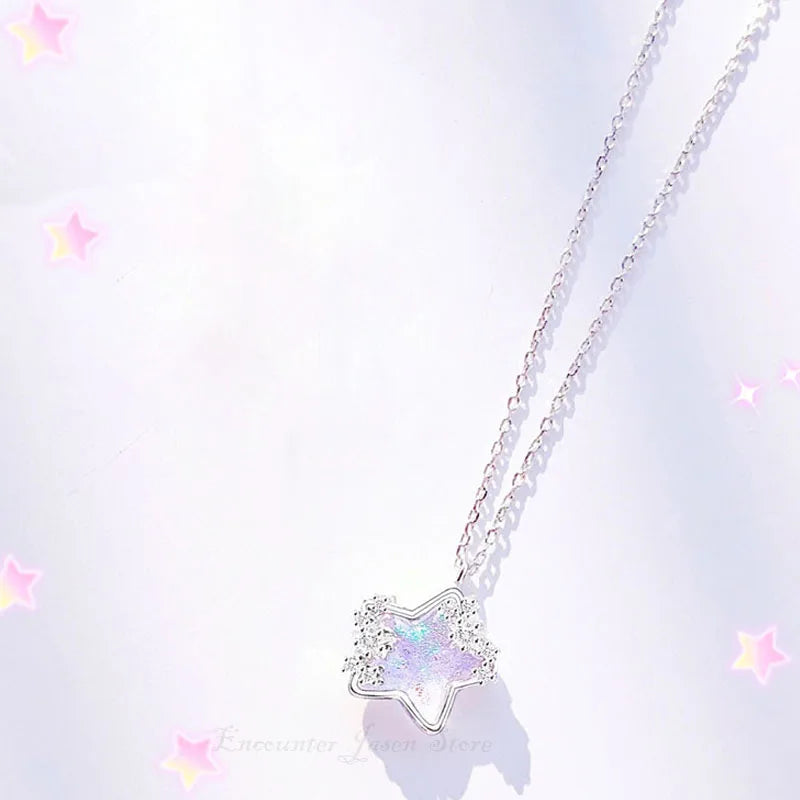 2023 Cute Star & Moon Sugar Necklace – Color-Changing Cloud Collarbone Chain for Women - Image 8