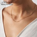 eManco Pre-Heated Stainless Steel Chain Necklace – Metallic Texture Gift for Her